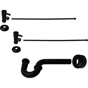 Westbrass A1838QRL-62 Matte Black Pedestal Sink P Trap Supply Line Kit